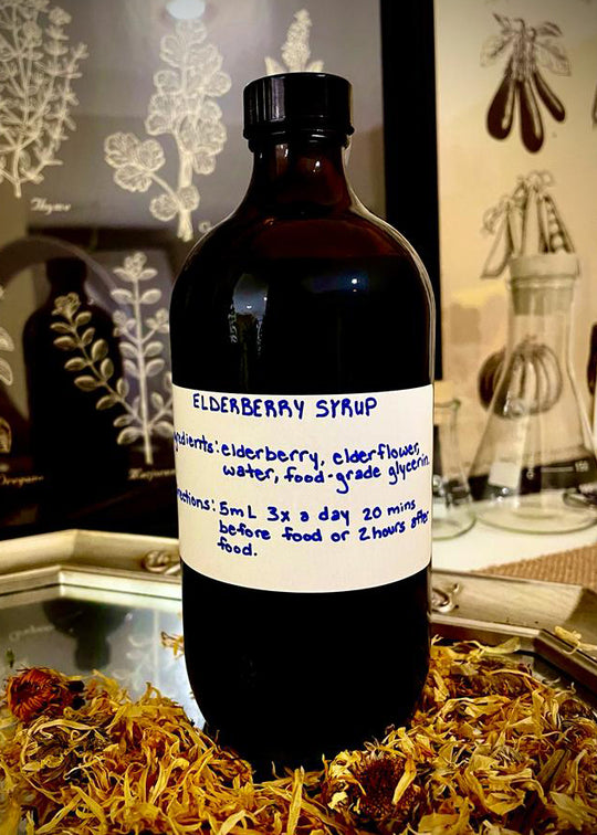 Bottle of Elderberry Syrup Medicine by Authentica by Jessica